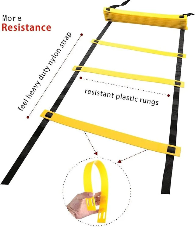 Agility Training Ladder for Speed and Agility – Flat Rung Ladder with Carrying Bag for Enhanced Footwork and Quickness – Ideal for Coaches, Athletes, and Home Training