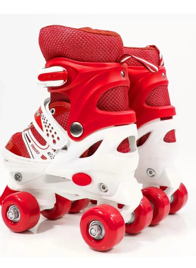 Kids Unisex Adjustable Four Wheel Roller Skating Shoes With Stopper Making it Easier for kids to Balance 238806 | Ideal for All Surfaces, Kids & Adults | Match-Ready | Includes Pump & Needle