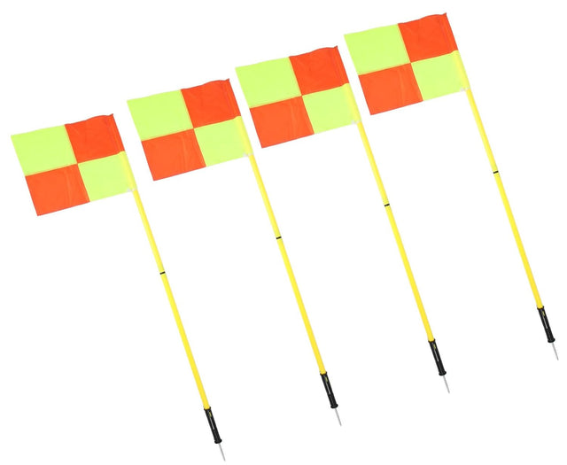 Soccer Corner Flags Set of 4, 4.9ft Soccer Poles, Portable Football Field Corner Flags with Storage Bag, Plastic Soccer Flag Poles, Soccer Equipment for Training