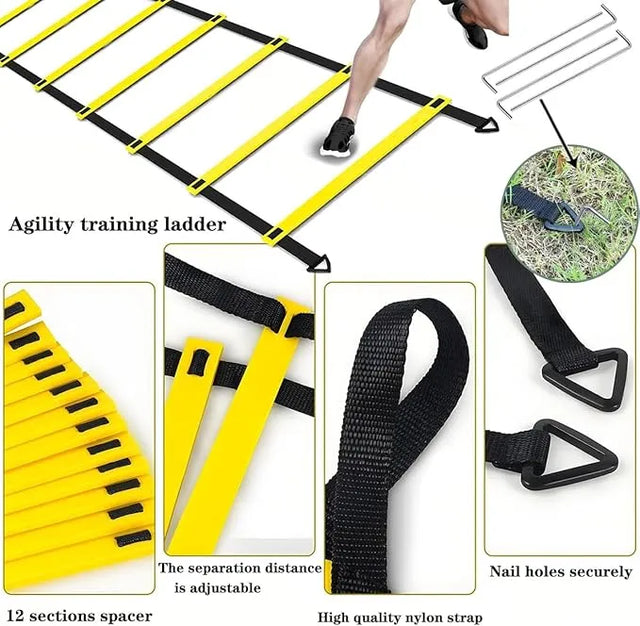 Agility Training Ladder for Speed and Agility – Flat Rung Ladder with Carrying Bag for Enhanced Footwork and Quickness – Ideal for Coaches, Athletes, and Home Training