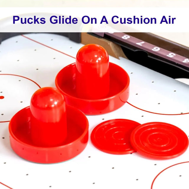 Air Hockey Tabletop Game - Tournament Air Hockey Table Game for Kids - 2 Strikers, 2 Pucks - | Ideal for All Surfaces, Kids & Adults | Match-Ready | Includes Pump & Needle | Durable & Long-Lasting Performance
