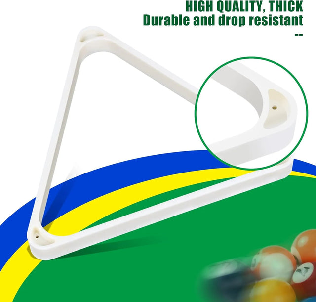 White Plastic Billiard Pool Ball 8-Ball Triangle Racks / 9-Ball Diamond Pool Ball Racks Fit Standard 2-1/4" Billiard Pool Balls, Heavy Duty Eight Ball Triangle Rack | Ideal for All Surfaces, Kids & Adults