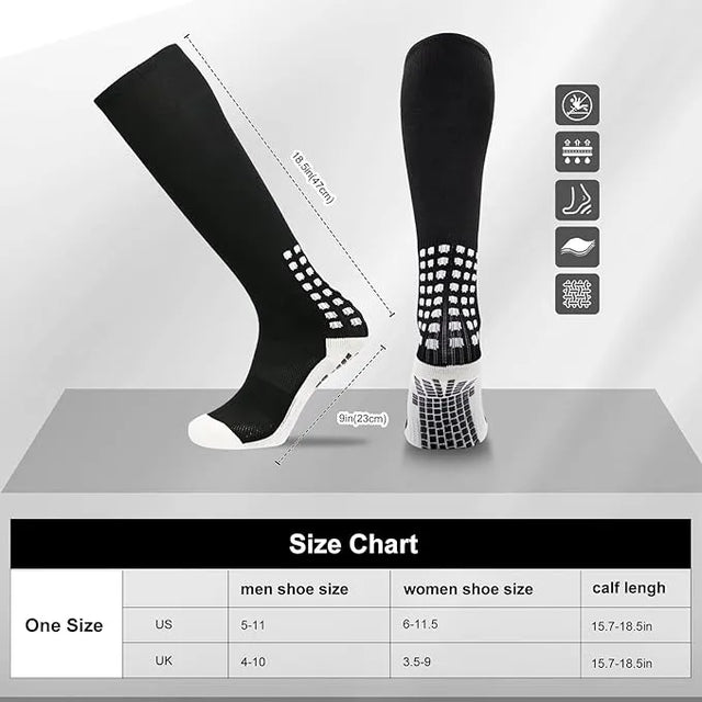 Unisex Adult Grip Soccer Socks for Men Knee soccer socks | Ideal for All Surfaces, Kids & Adults | Match-Ready | Includes Pump & Needle | Durable & Long-Lasting Performance