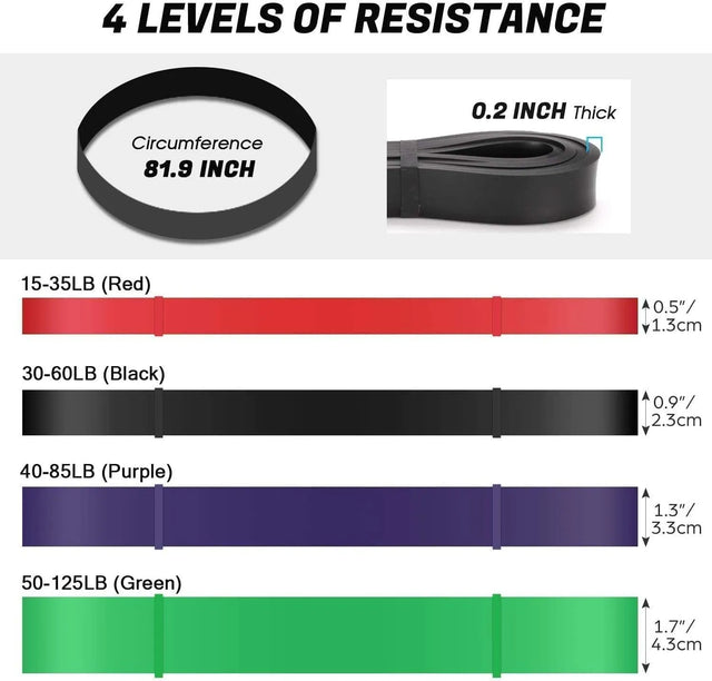 Pull Up Assist Bands, Exercise Resistance Stretch Bands for Mobility, Powerlifting, Resistance Training, Physical Therapy and Home Workout | Ideal for All Surfaces, Kids & Adults | Match-Ready