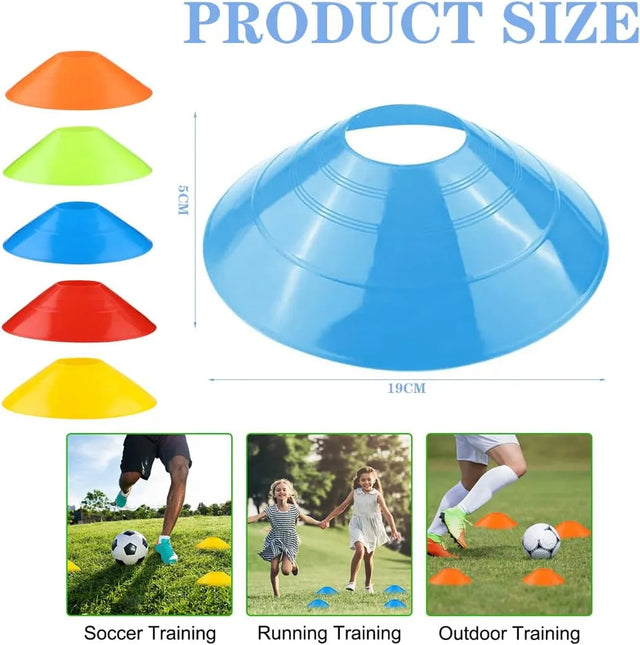 Set Of 50 Football Training Cones With Cone Holder Training Equipment Cones For Football Training Sports Cones Football Cones Training Set Space Marker Cones | Ideal for All Surfaces, Kids & Adults