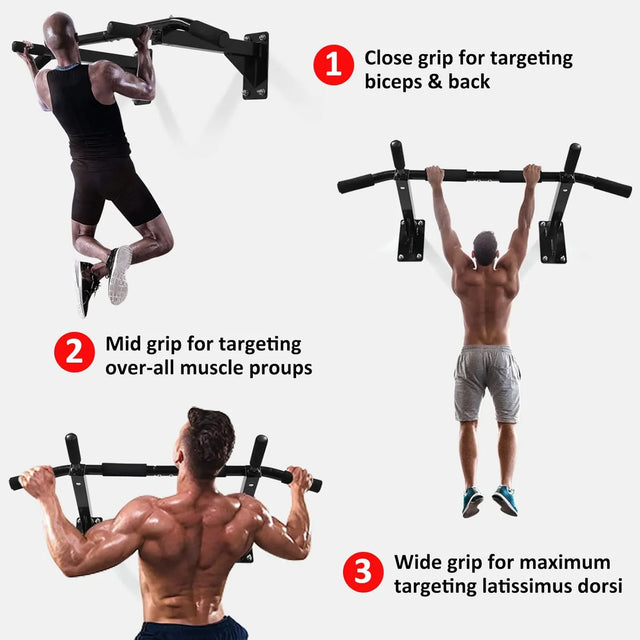 Wall Mounted Pull Up Bar, Strength Training Chin Up Bar, Heavy Duty Pull-UP Bars, Multifunctional Fitness Bar Body Workout Bar for Home Gym Exercise Equipment | Ideal for All Surfaces, Kids & Adults