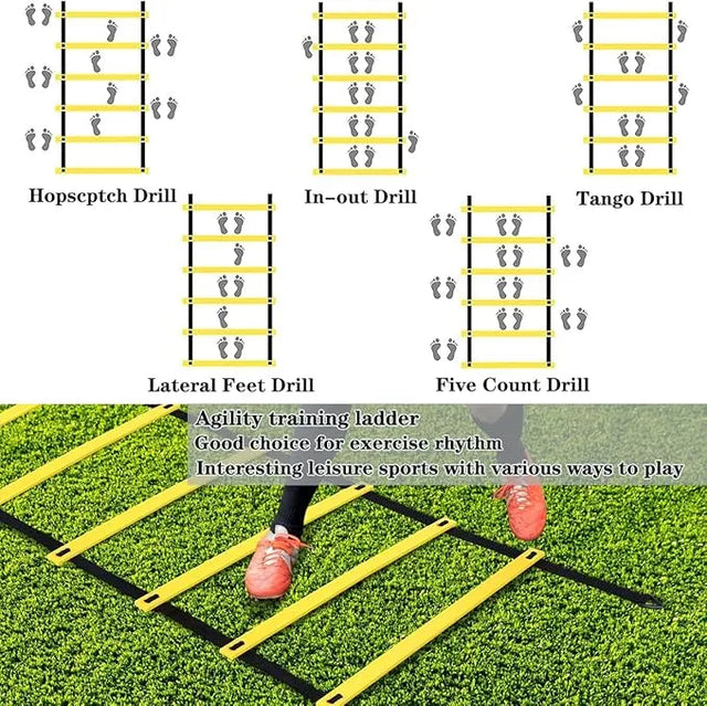 Agility Training Ladder for Speed and Agility – Flat Rung Ladder with Carrying Bag for Enhanced Footwork and Quickness – Ideal for Coaches, Athletes, and Home Training