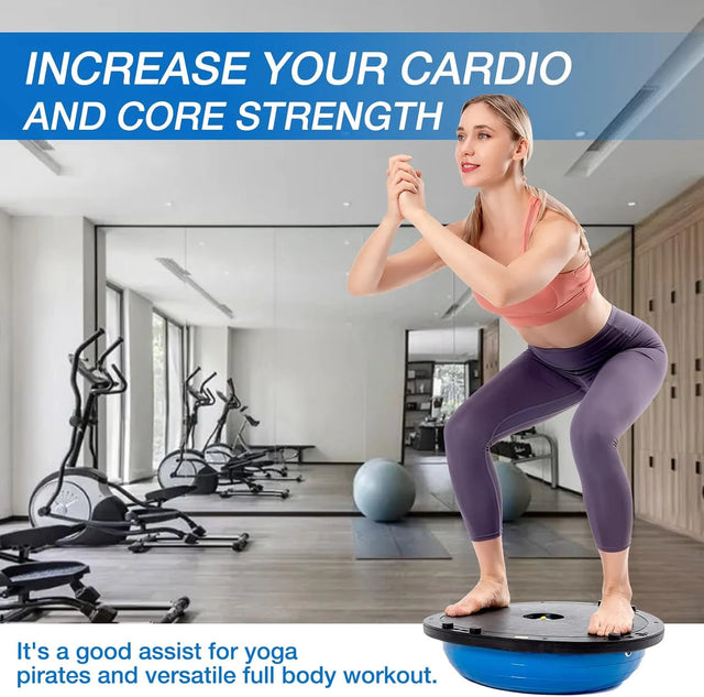 Half Balance Ball Trainer, Half Yoga Exercise Ball with Resistance Bands and Foot Pump, Balance Trainer for Stability Training, Strength Exercise Fitness, Home Gym Workout Equipment | Ideal for All Surface, Kids and Adults