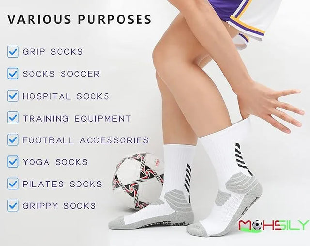Mens Grip Socks Non Slip for Soccer,Hospital, Training,Anti Slip Grippers | Ideal for All Surfaces, Kids & Adults | Match-Ready | Includes Pump & Needle | Durable & Long-Lasting Performance