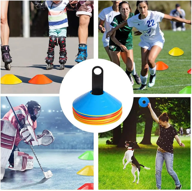Set Of 50 Football Training Cones With Cone Holder Training Equipment Cones For Football Training Sports Cones Football Cones Training Set Space Marker Cones | Ideal for All Surfaces, Kids & Adults