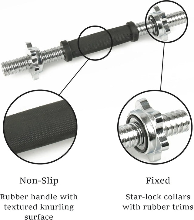 Dumbbell Rubber Handles Chrome Handles, 14-Inch Adjustable Dumbbell Bar Handles bullet points 21615 | Ideal for All Surfaces, Kids & Adults | Match-Ready | Includes Pump & Needle | Durable & Long-Lasting Performance