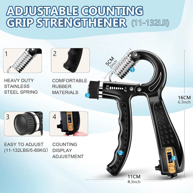 6-Piece Hand Grip Trainer Set 18 x 16 x 8cm 18 x 16 x 8cm | Ideal for All Surfaces, Kids & Adults | Match-Ready | Includes Pump & Needle | Durable & Long-Lasting Performance