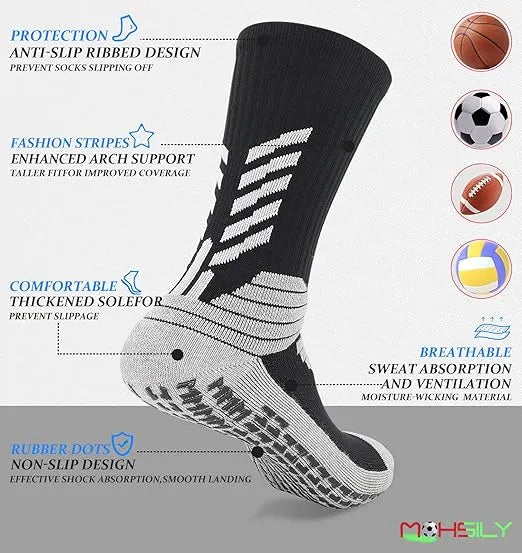 Mens Grip Socks Non Slip for Soccer,Hospital, Training,Anti Slip Grippers | Ideal for All Surfaces, Kids & Adults | Match-Ready | Includes Pump & Needle | Durable & Long-Lasting Performance