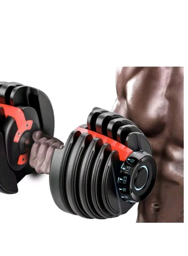 24KG PAIR of Smart ADJUSTABLE DUMBBELLS with Quick Automatic 15 Different Weights Adjustment and Weighing Board, For Home Gym Exercises and Workouts 2110320 | Ideal for All Surfaces, Kids & Adults