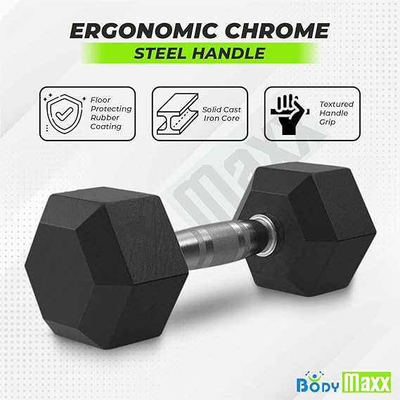 Rubber Dumbbells with Steel Grip