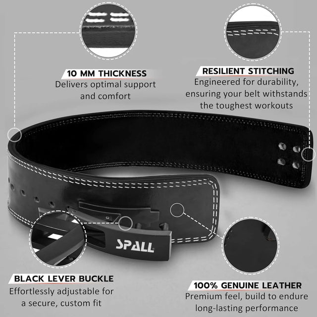 Lever Buckle Weight Lifting Leather Belt Gym Back Support For Men And Women Training Fitness Exercise For Tough Workouts Power Lifters Supports Lumbar Lower Back | Ideal for All Surfaces, Kids & Adult