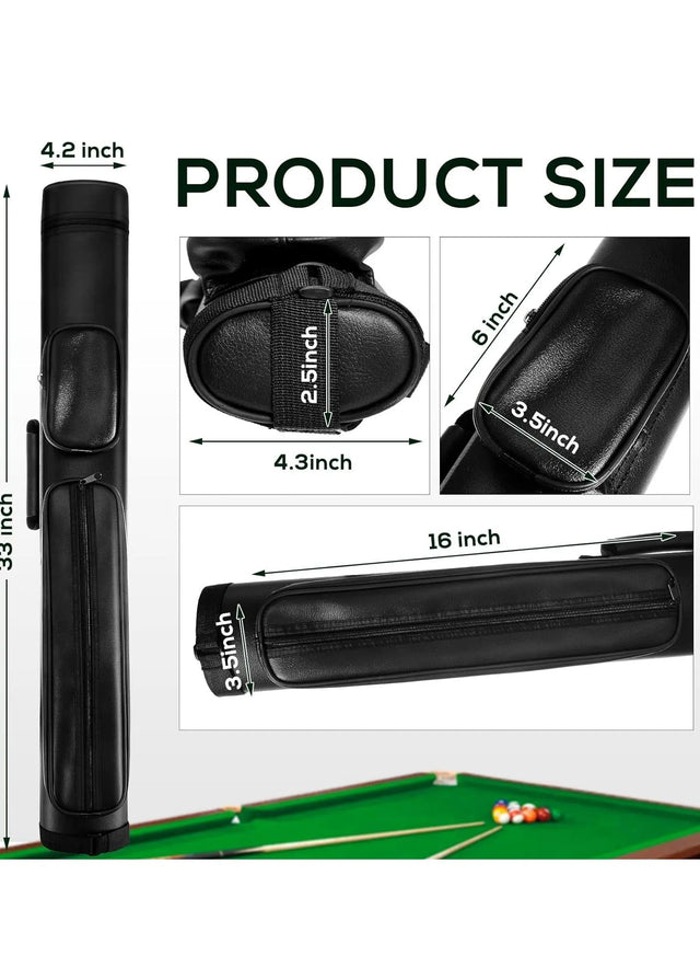 Pool Cue Case Pool Stick Case 2x2 Holds 2 Sticks With 2 Accessory Zipper Pockets Sturdy Polyester Pool Cue Carry Bag With Shoulder Strap Handle Soft Billiard Cue Sling Bag For Men And Women (0450)
