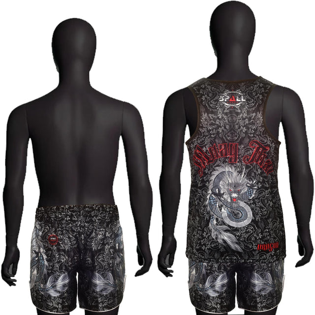 Muay Thai Tanktop Shirt And Shorts Dragon Series Sports Tanktop Jersey Workout Muay Thai Gym Jogging