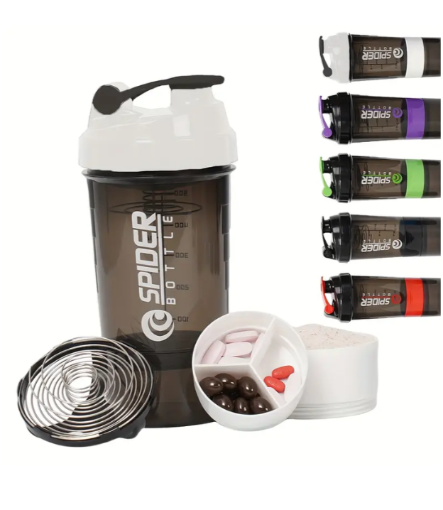 Plastic Protein Powder Shaker Cup, Portable And Leak-Proof Water Bottle with a Mixing Spring, Suitable for Gym Workouts, Outdoor Fitness, And Christmas Gifts