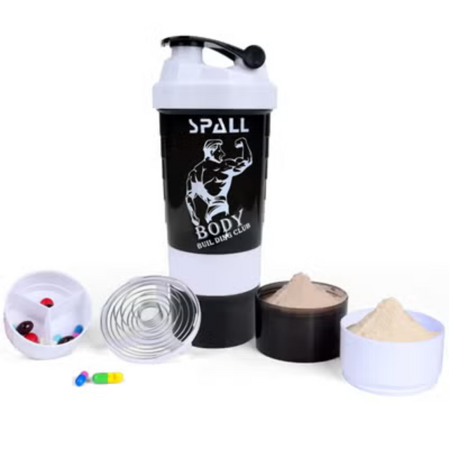 Protein Shaker Bottle Gym Shaker Cuo For Protein Shakes 16oz Shake Bottle With Shaker With Shaker Ball And Storage Compartment Leak Proof BPA Free