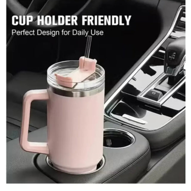 40 Oz Stainless Steel Mug Tumbler with Handle High-capacity Insulated Vacuum Mug Keep Cold and Hot Leak Proof Travel Coffee Mug | Ideal for All Surfaces, Kids & Adults | Match-Ready | Includes Pump & Needles