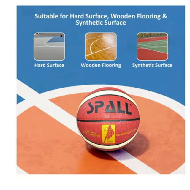 Basketball Size 7 Indoor/Outdoor Official Regulation Size Streetball Rubber Basketball Deep Channel Construction Made For Unisex Men And Women Youth And Adult For Professional Training And Games