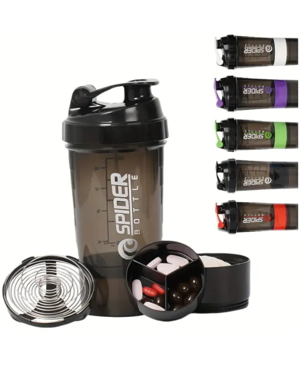Plastic Protein Powder Shaker Cup, Portable And Leak-Proof Water Bottle with a Mixing Spring, Suitable for Gym Workouts, Outdoor Fitness, And Christmas Gifts | Ideal for All Surfaces, Kids & Adults