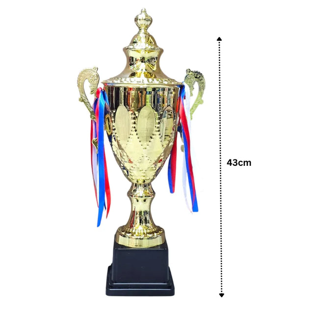 Set of 3 Gold Trophies ? 56cm 51cm 43cm ? Metal Award Cups for Sports Events, School Competitions, Football, Cricket, Basketball, Academic Achievements & Corporate Awards | Ideal for All Surfaces