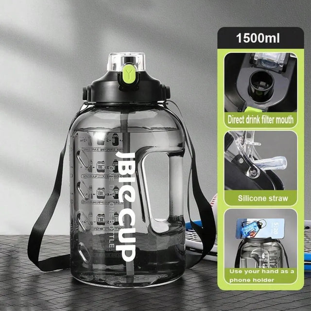 2.2L Large Water Bottle with Handle ? Leakproof BPA-Free Sports Jug for Gym, Fitness, Outdoor & Daily Hydration ? Big Cup Water Container with Time Marker | Ideal for All Surfaces, Kids & Adults