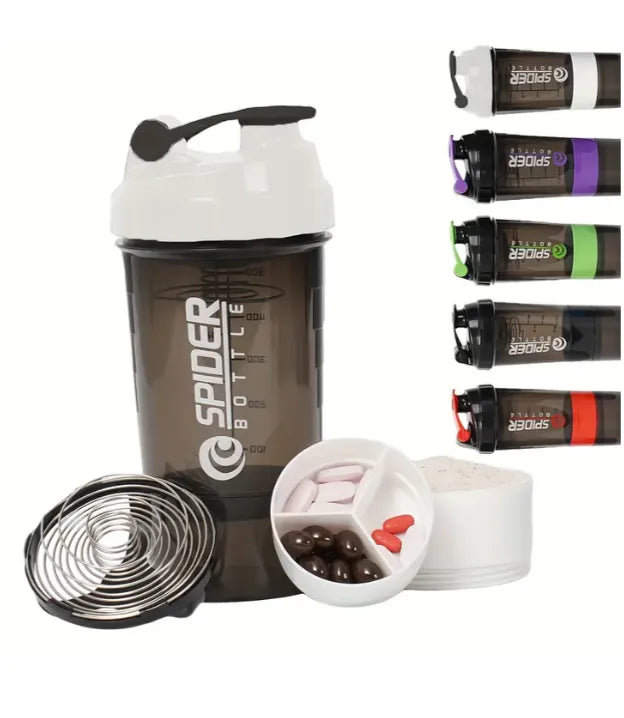 Plastic Protein Powder Shaker Cup, Portable And Leak-Proof Water Bottle with a Mixing Spring, Suitable for Gym Workouts, Outdoor Fitness, And Christmas Gifts | Ideal for All Surfaces, Kids & Adults