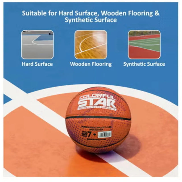 Basketball Size 7 Indoor/Outdoor Official Regulation Size Streetball Rubber Basketball Deep Channel Construction Made For Unisex Men And Women Youth And Adult For Professional Training And Games