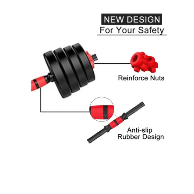 10/15/20/30kg Adjustable Weightlifting Dumbbells Set with Non-Slip Rod and Barbells for Home Gym Exercise | Ideal for All Surfaces, Kids & Adults | Match-Ready | Includes Pump & Needle | Durable & Long-Lasting