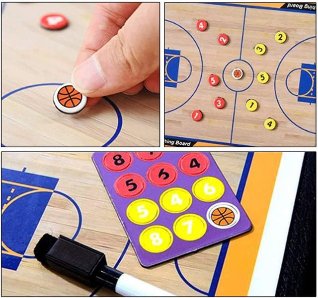 Basketball Coaching Board Professional Coaches Clipboard Portable Strategy Coach Board Kit Tactical Magnetic Board Kit With Marker Pen And Zipper Bag (2B0003)
