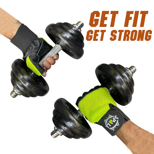 Weight Lifting leather Gloves Short Strap Power Lifting Gloves Strong Grip Palm Exercise Fitness Strengthen Gloves Home Gym(4003) | Ideal for All Surfaces, Kids & Adults | Match-Ready