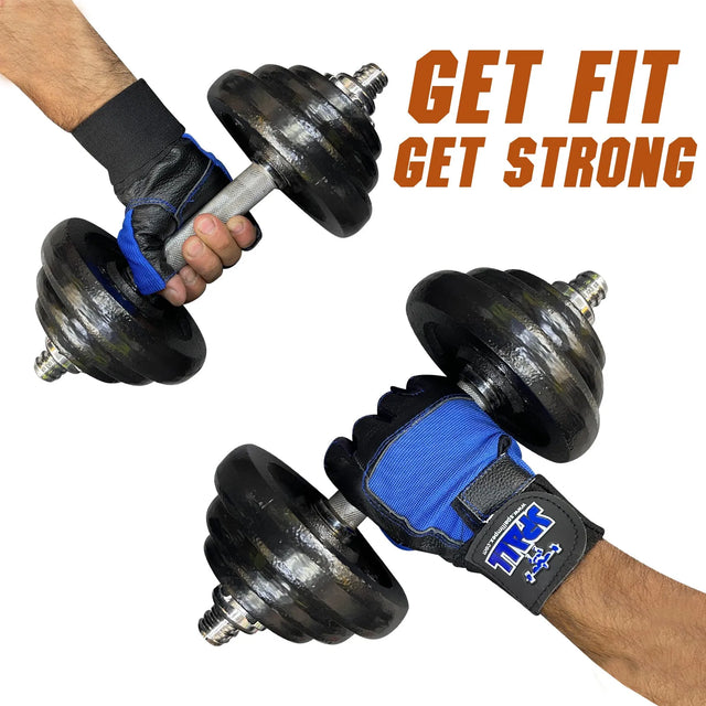 Weight Lifting Leather Gloves Short Strap Power Lifting Gloves Strong Grip Palm Exercise Fitness Strengthen Gloves Home Gym (11001) | Ideal for All Surfaces, Kids & Adults | Match-Ready | Includes Pump & Needle