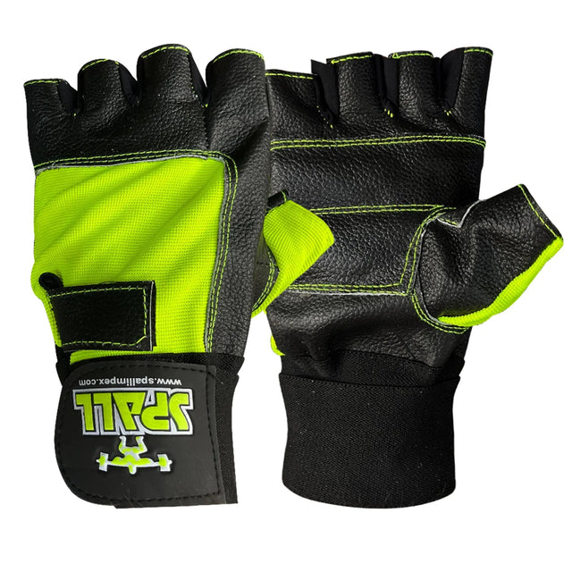 Weight Lifting Leather Gloves Short Strap Power Lifting Gloves Strong Grip Palm Exercise Fitness Strengthen Gloves Home Gym (11001) | Ideal for All Surfaces, Kids & Adults | Match-Ready | Includes Pump & Needle