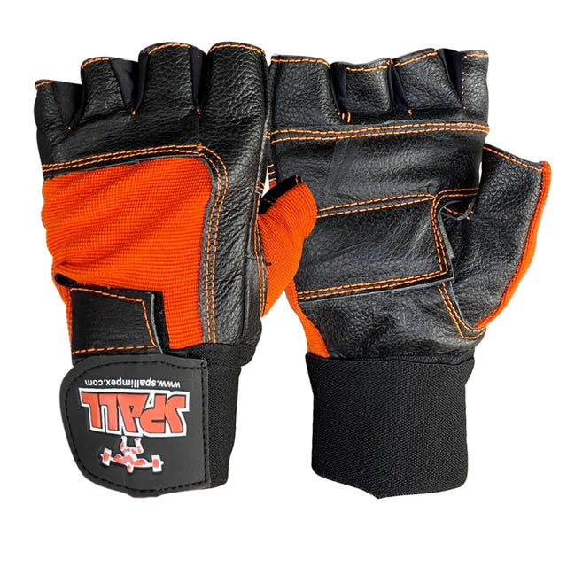 Weight Lifting Leather Gloves Short Strap Power Lifting Gloves Strong Grip Palm Exercise Fitness Strengthen Gloves Home Gym (11001) | Ideal for All Surfaces, Kids & Adults | Match-Ready | Includes Pump & Needle