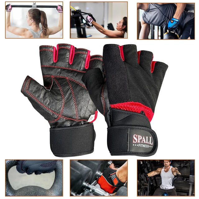 Weight Lifting Leather Gloves Short Strap Power Lifting Gloves Strong Grip Palm Exercise Fitness Strengthen Gloves Home Gym(20224) | Ideal for All Surfaces, Kids & Adults | Match-Ready