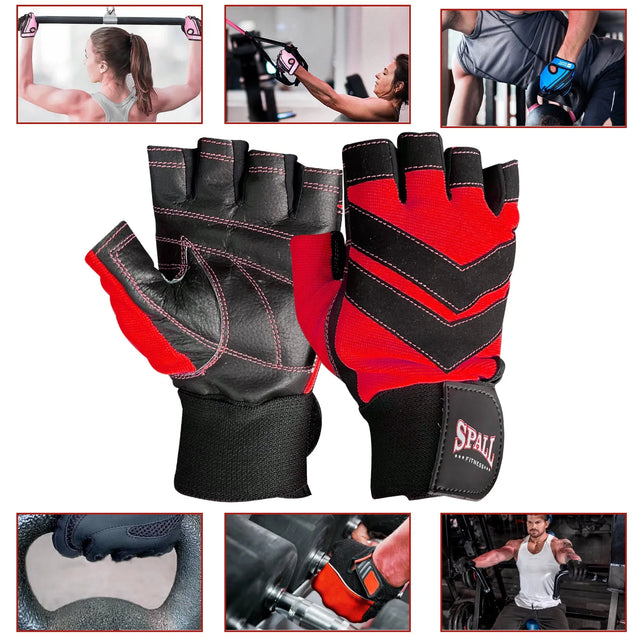 Weight Lifting Leather Gloves Short Strap Power Lifting Gloves Strong Grip Palm Exercise Fitness Strengthen Gloves Home Gym(8726) | Ideal for All Surfaces, Kids & Adults | Match-Ready
