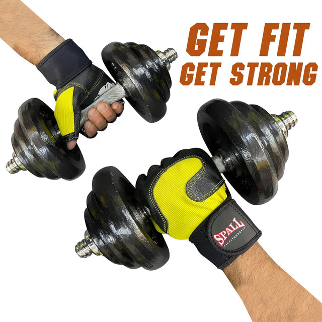 Weight Lifting Leather Gloves Short Strap Power Lifting Gloves Strong Grip Palm Exercise Fitness Strengthen Gloves Home Gym(211223) | Ideal for All Surfaces, Kids & Adults | Match-Ready