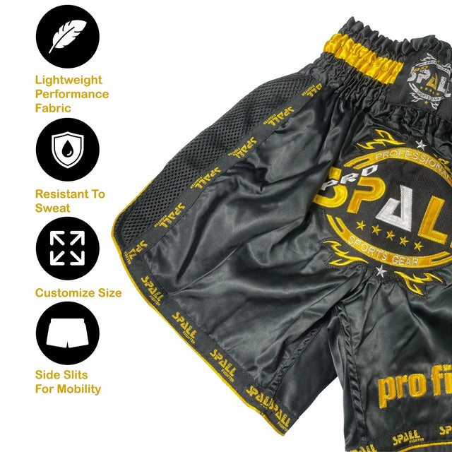 Boxing Shorts For Men Muay Thai Shorts For Kickboxing Wretling Grappling Fight And Cross Training Martial Arts Training Gym Clothing | Ideal for All Surfaces, Kids & Adults | Match-Ready