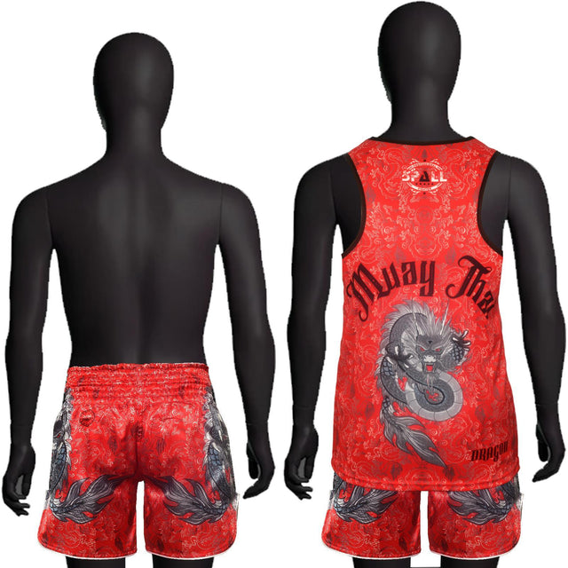 Muay Thai Tanktop Shirt And Shorts Dragon Series Sports Tanktop Jersey Workout Muay Thai Gym Jogging
