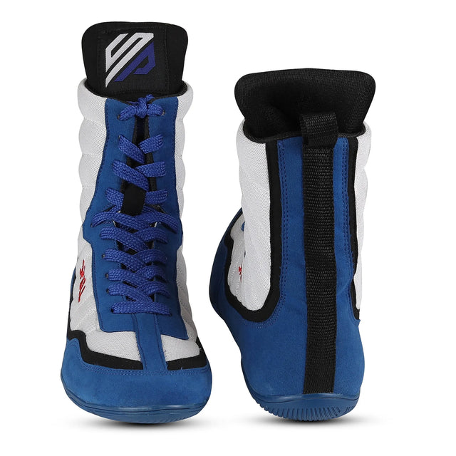 Boxing Shoes Red/White Blue/White For Professionals And Beginners (SI-1124) | Ideal for All Surfaces, Kids & Adults | Match-Ready | Includes Pump & Needle | Durable & Long-Lasting Performance
