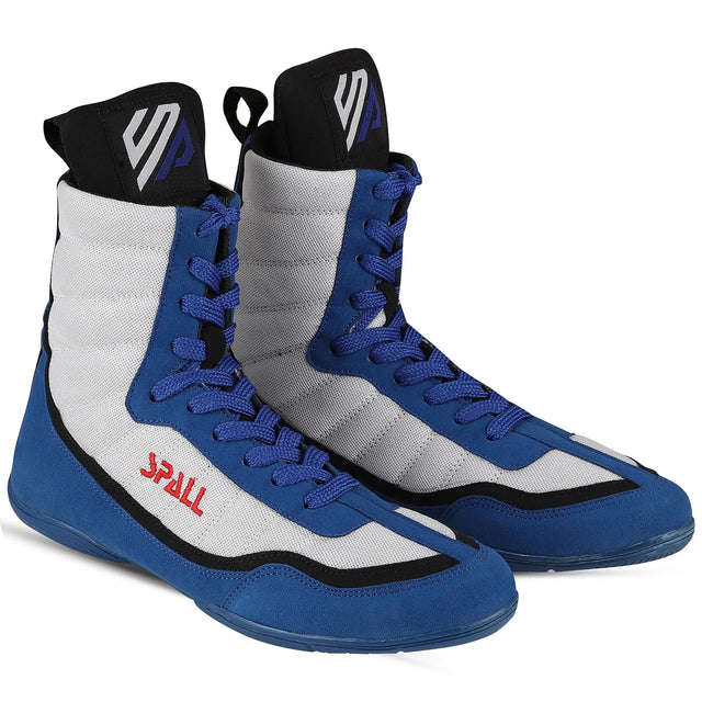 Boxing Shoes Red/White Blue/White For Professionals And Beginners (SI-1124) | Ideal for All Surfaces, Kids & Adults | Match-Ready | Includes Pump & Needle | Durable & Long-Lasting Performance