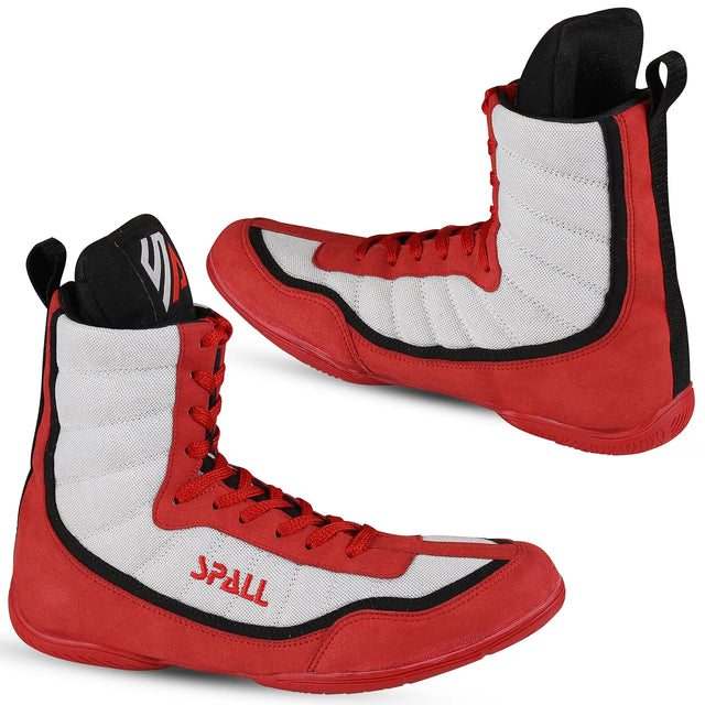 Boxing Shoes Red/White Blue/White For Professionals And Beginners (SI-1124) | Ideal for All Surfaces, Kids & Adults | Match-Ready | Includes Pump & Needle | Durable & Long-Lasting Performance