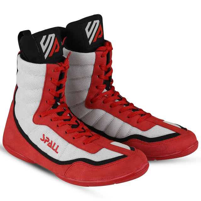 Boxing Shoes Red/White Blue/White For Professionals And Beginners (SI-1124) | Ideal for All Surfaces, Kids & Adults | Match-Ready | Includes Pump & Needle | Durable & Long-Lasting Performance