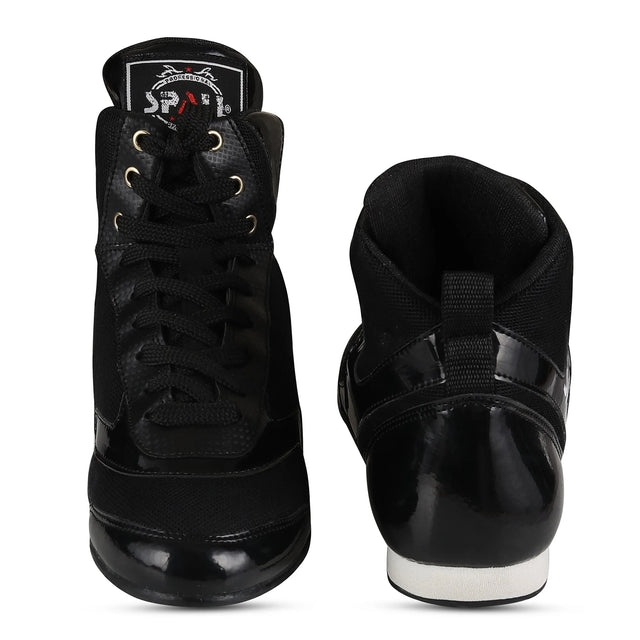 Boxing Shoes Shone Black For Professionals And Beginners (SI-1127) | Ideal for All Surfaces, Kids & Adults | Match-Ready | Includes Pump & Needle | Durable & Long-Lasting Performance