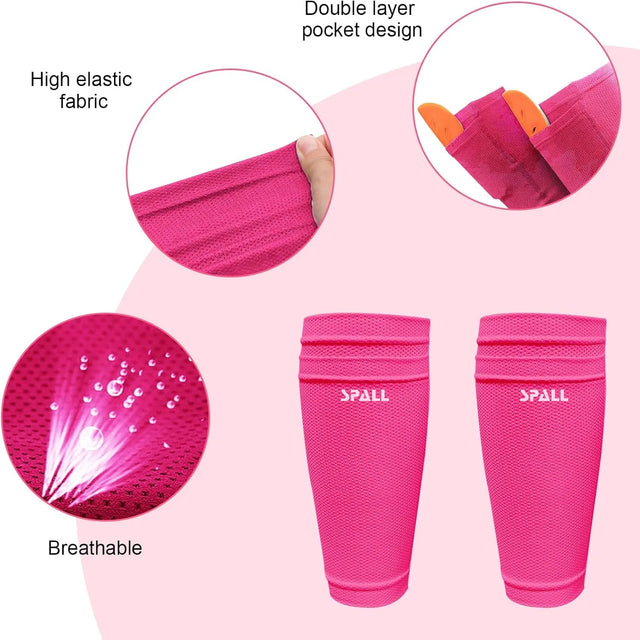 Soccer Shin Guards Sleeves With Optimized Insert Pocket Shin Pad Compression Sleeves Leg Performance Support For Youth And Adult(9085) | Ideal for All Surfaces, Kids & Adults | Match-Ready