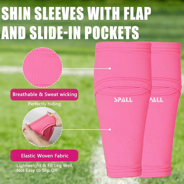 Soccer Shin Guards Sleeves With Optimized Insert Pocket Shin Pad Compression Sleeves Leg Performance Support For Youth And Adult(9085) | Ideal for All Surfaces, Kids & Adults | Match-Ready