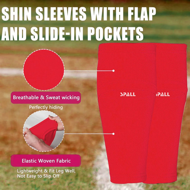 Soccer Shin Guards Sleeves With Optimized Insert Pocket Shin Pad Compression Sleeves Leg Performance Support For Youth And Adult(9085) | Ideal for All Surfaces, Kids & Adults | Match-Ready